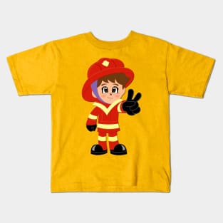 FIREFIGHTER Anime Character Kawaii Kids T-Shirt